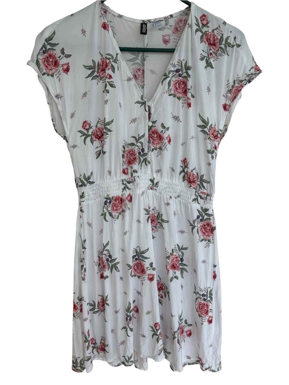 White Dress with Rose Print